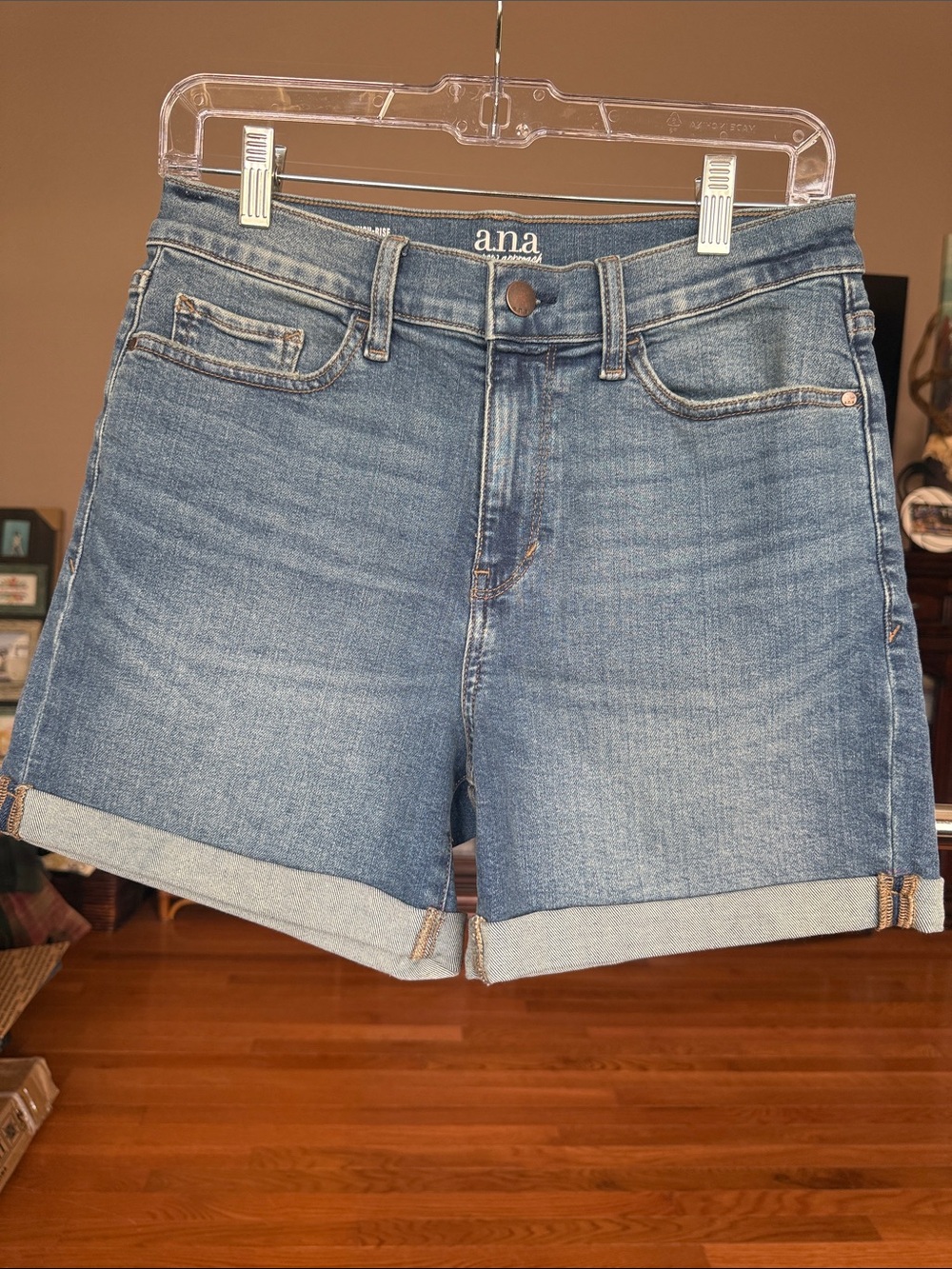 a.n.a Light Blue Rolled Hem High-Rise Denim Shorts